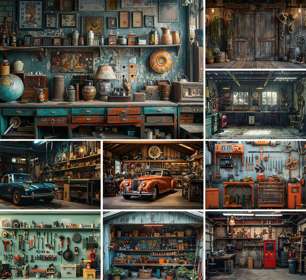 Workshop Tools Background - Mehofond Fotoğraf Arka Plan Eski Garaj