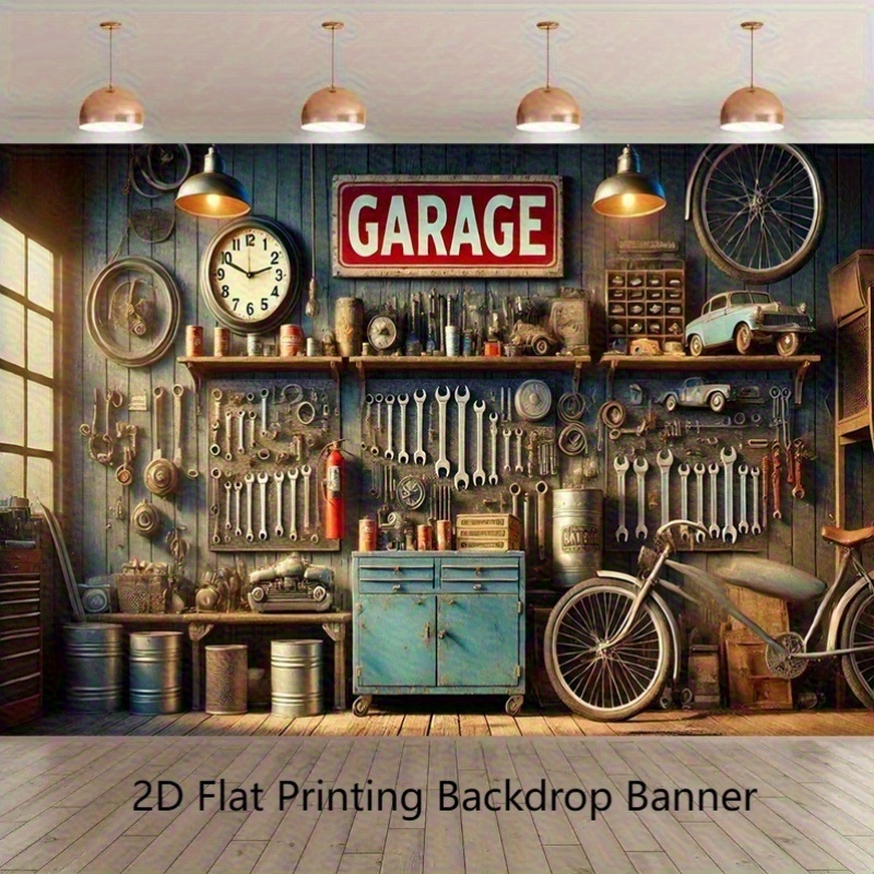 Workshop Tools Wallpaper - Endüstriyel Garaj Arka Plan Afişi Duvar