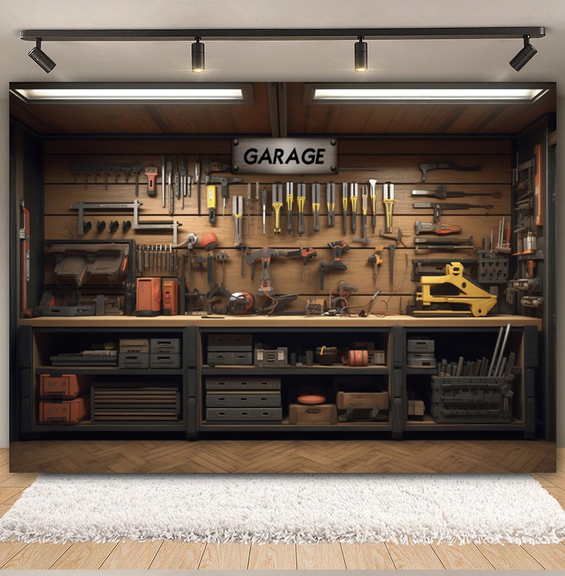 Vintage Garaj Zemin Araba Tami - Workshop Tools Background incelemesi ve fiyatı
